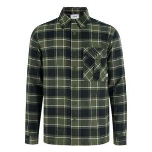 Firetrap Mens Anthm Plaid Pocket Long-Sleeved Shirt / Army Khaki
